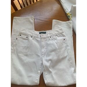 LRL Lauren Jeans Co Ralph Green Label 8 Straight White Leather Patch
